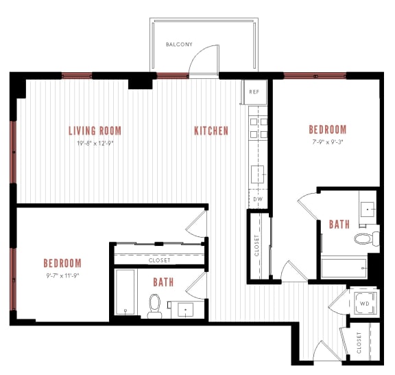 a floor plan of a small house with a bedroom and a living room