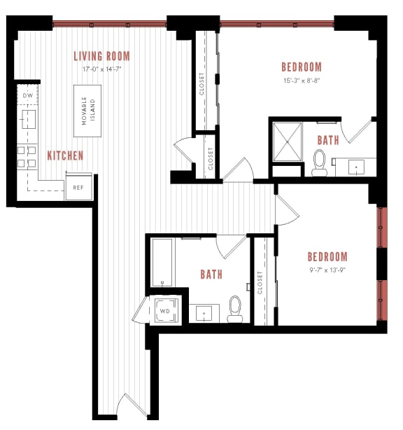 a floor plan of a home with a bedroom and a living room