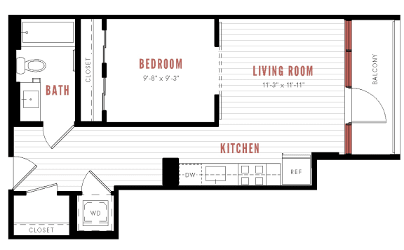a floor plan of a small house with a bedroom and a bathroom