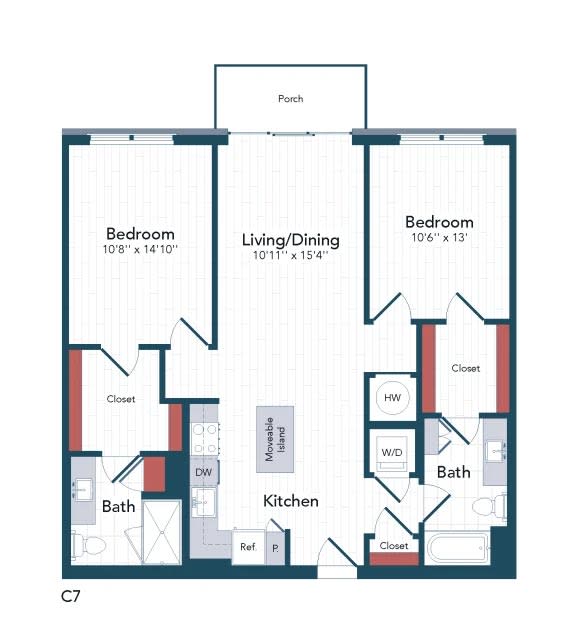 Floor Plans of Harwood Flats in North Bethesda, MD