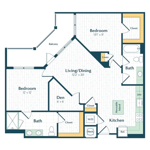a floor plan of a 1 bedroom apartment with a bathroom and a living room