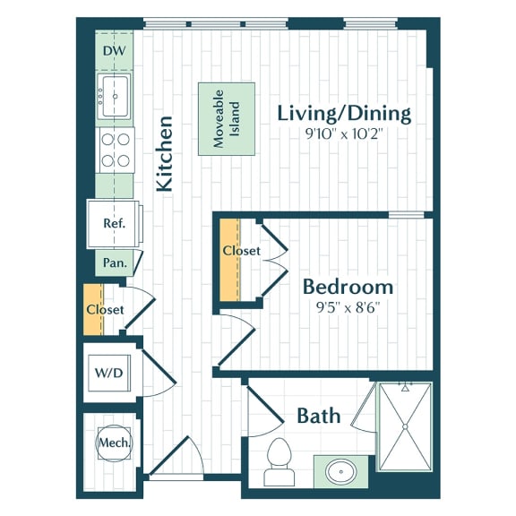 a floor plan of a bedroom apartment with a bathroom and a living room