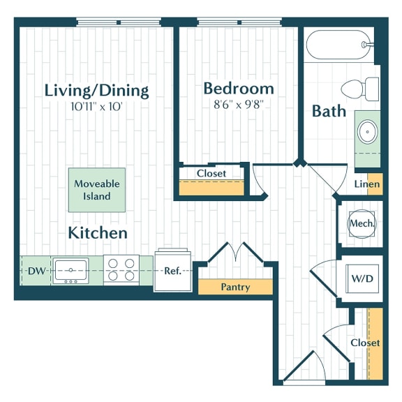a floor plan of a bedroom apartment with a bathroom and a living room