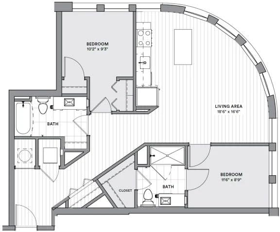 a floor plan of a house with a spiral staircase