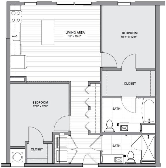 a floor plan of a house with bedrooms and a closet