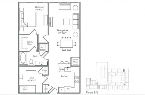 the second and third floors of a house plan with two bedrooms and two bathrooms