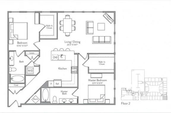 a floor plan of a house with bedrooms and a bathroom