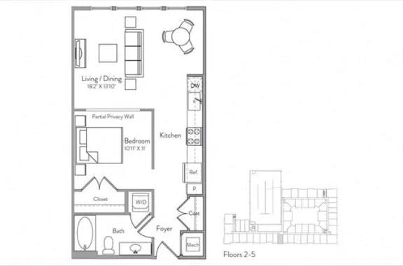 the second and third floors of a town house with bedrooms floor plan