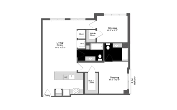 a floor plan of a house with a black and white floor