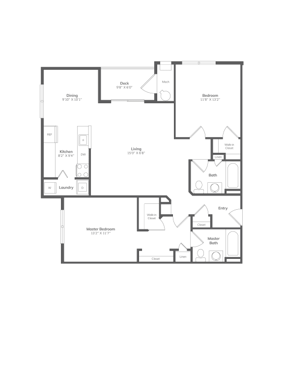 a floor plan of a bedroom apartment