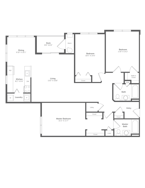a floor plan of a residence with two floors and a pool