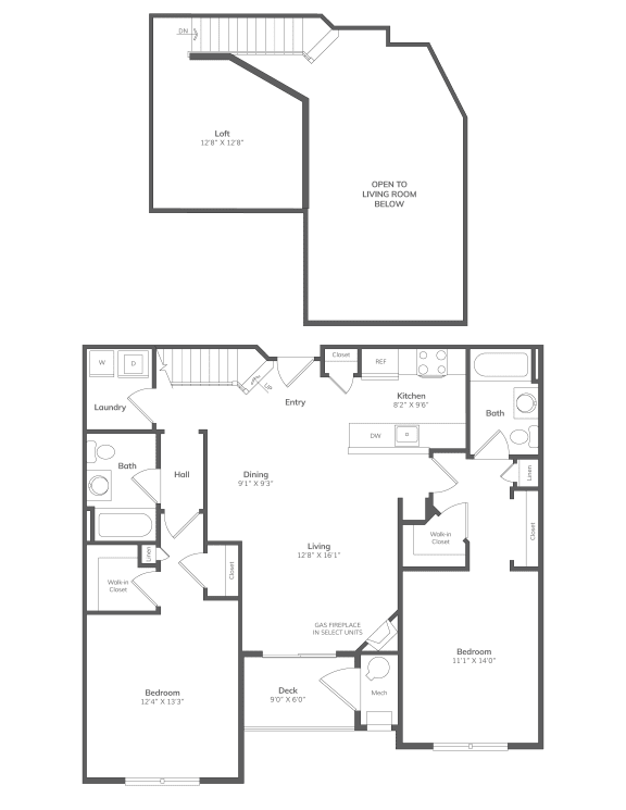 a floor plan of two different floors of a house