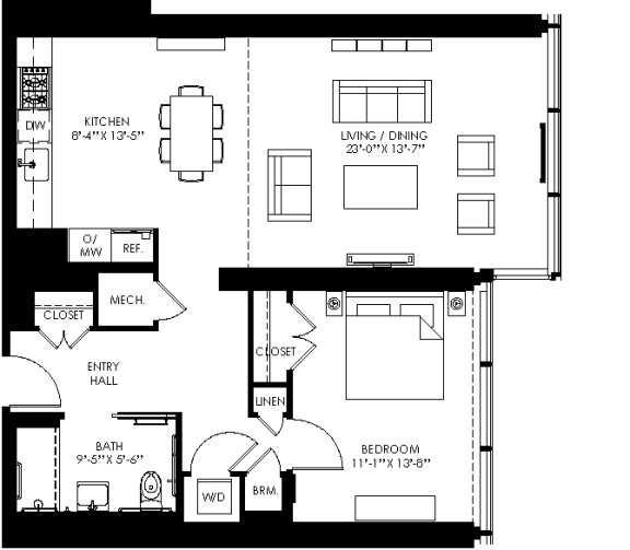 floor plan of the upper level of the house including the living room and bedrooms