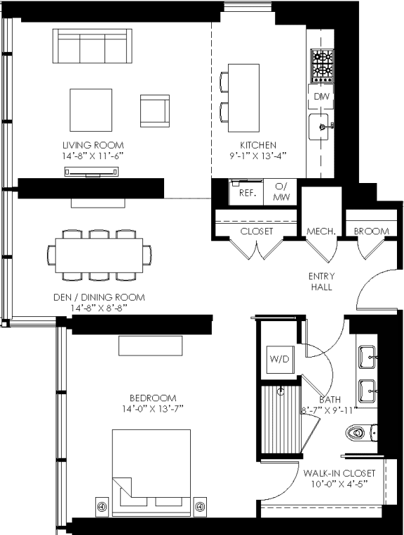 a floor plan of a house with bedrooms and a living room