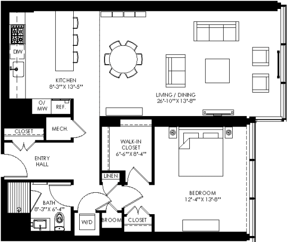 floor plan of the cortina with bedrooms and baths