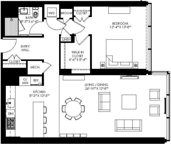 a floor plan of a house with bedrooms and a living room