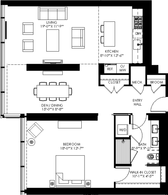 a floor plan of a house with bedrooms and a living room
