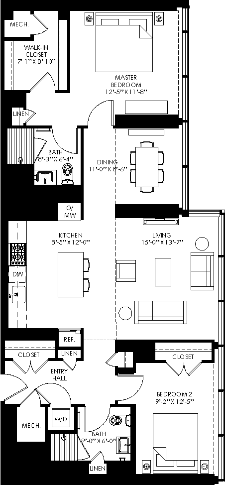floor plan of the first level of the house including the garage