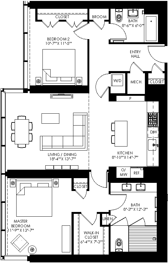 floor plan of the first level of the duplex house plans