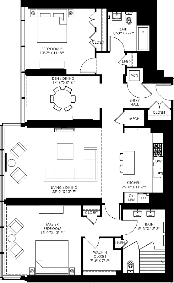 floor plan of the first level of the house including the garage