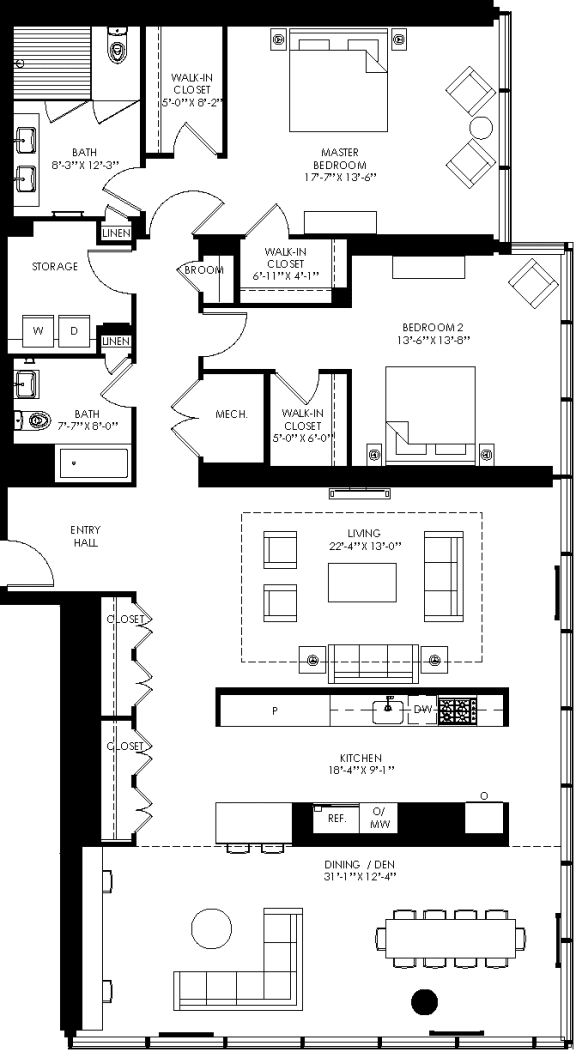 floor plan of the first level of the house
