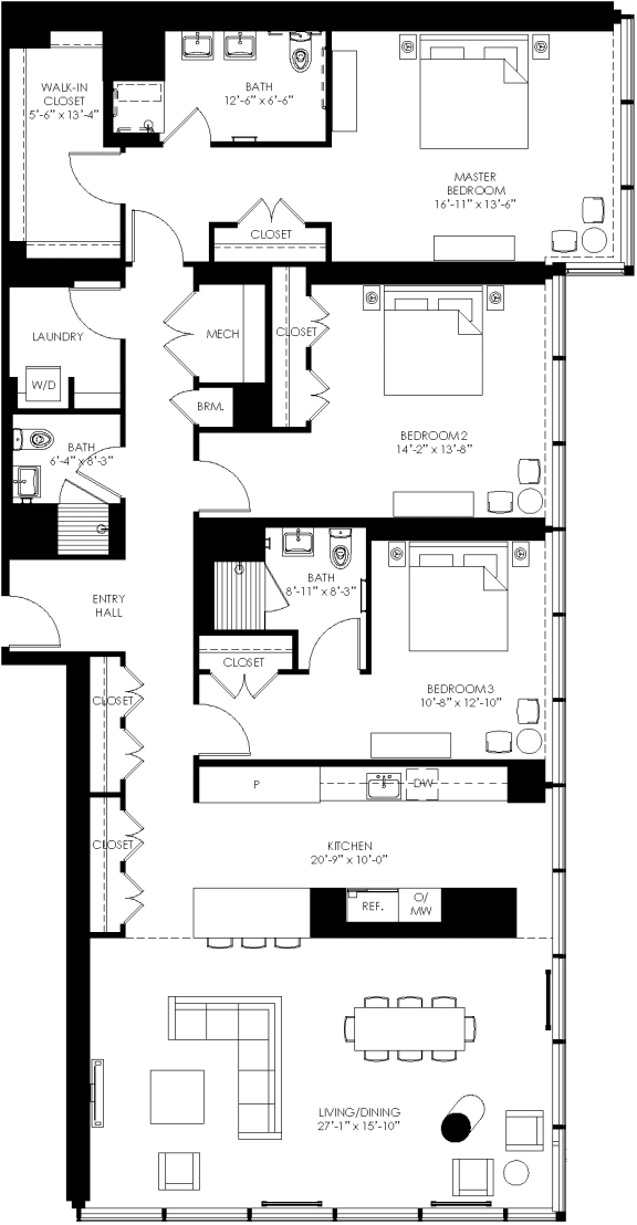 floor plan of the upper level of the house