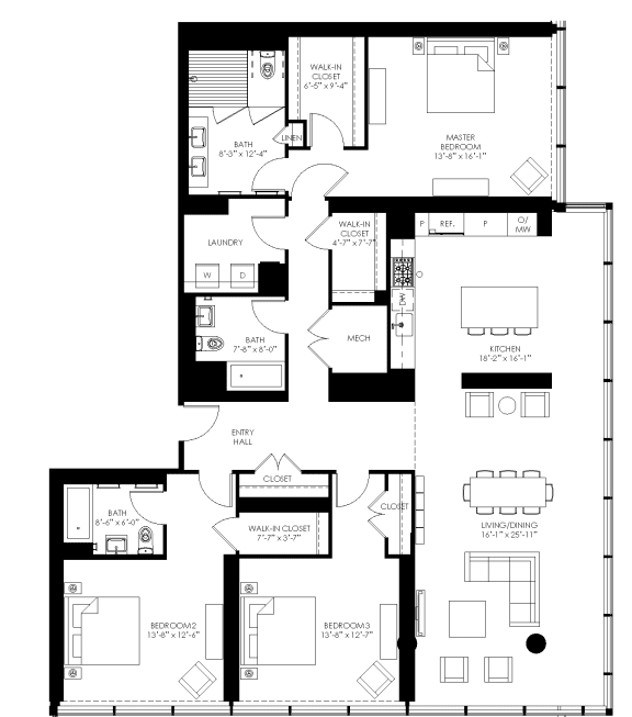 floor plan of the upper level of the home including the garage