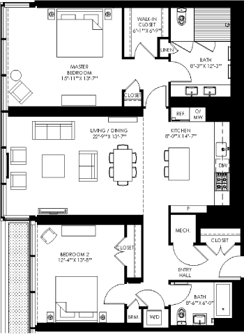 floor plan of the first level of the house