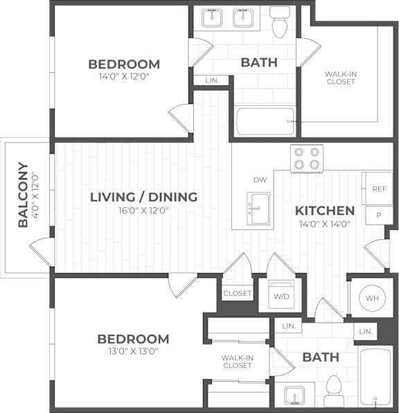 A floor plan of a house with labeled rooms and dimensions.