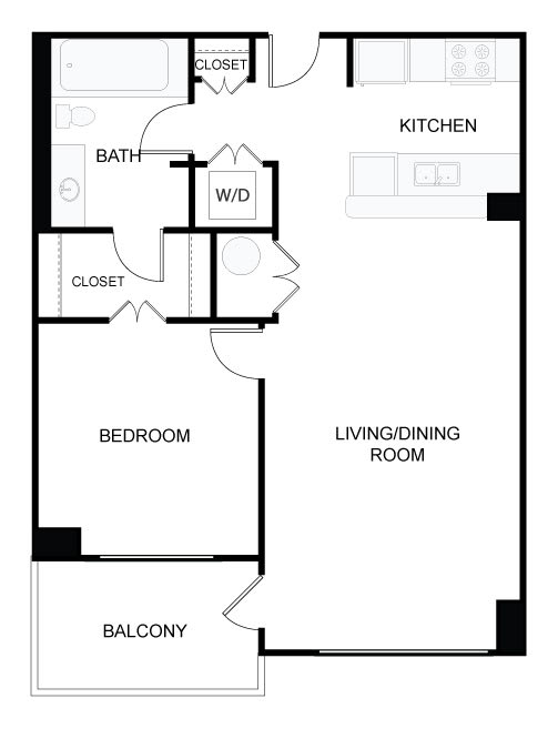A black and white image of a floor plan for a home.