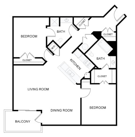 A black and white image of a house floor plan with labeled rooms.