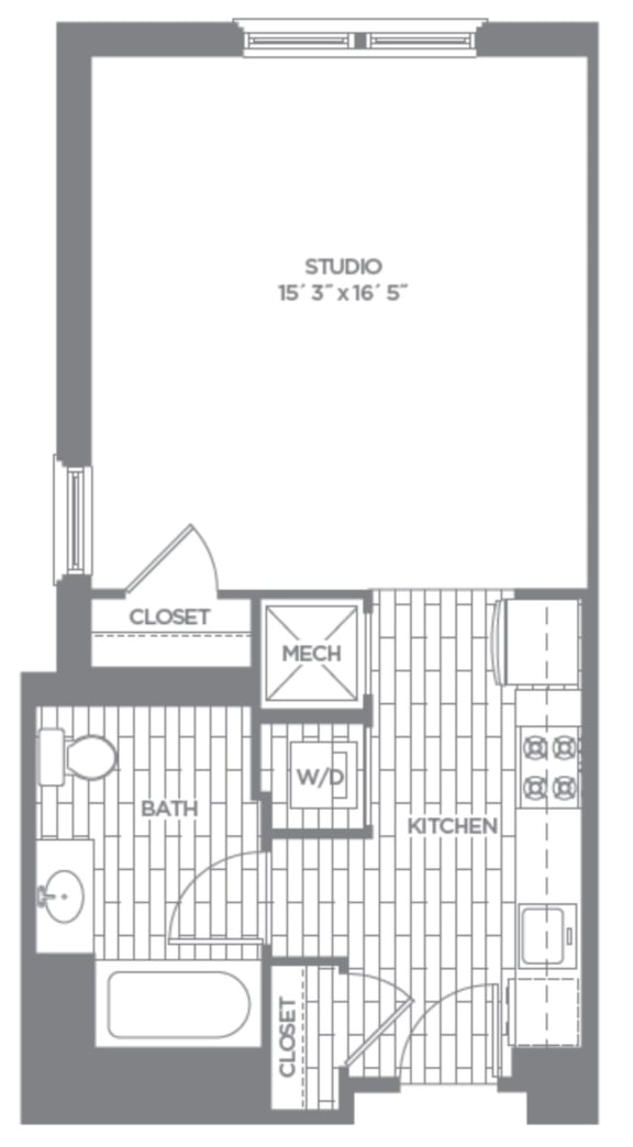 a floor plan of a studio apartment