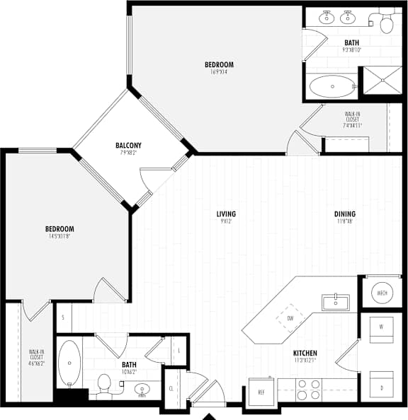 A black and white image of a floor plan for a house.