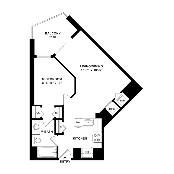 a floor plan of a 1 bedroom floor plan with an attic and a loft
