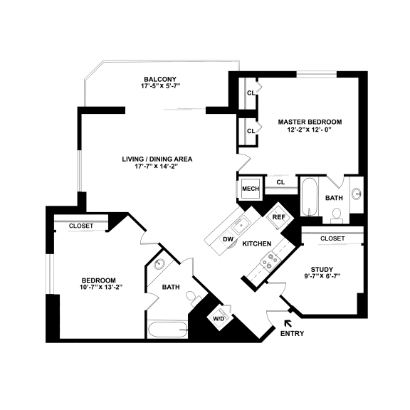 a floor plan of a house showing the bedrooms and the living room
