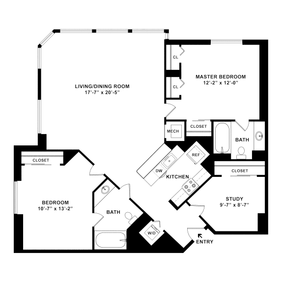 a floor plan of a house showing the bedrooms and the living room