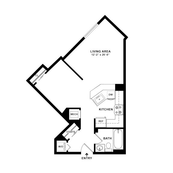 a floor plan of a 1 bedroom floor plan