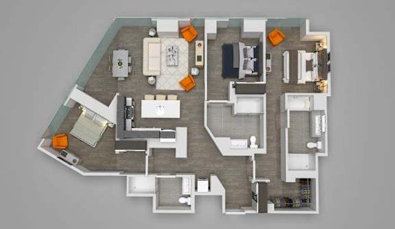 Three Bedroom 08 Floor Plan 1,658 sq.ft. at 1001 South State, Chicago, 60605