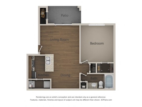 A1, 1 br, 1 ba, 650 sq. ft.