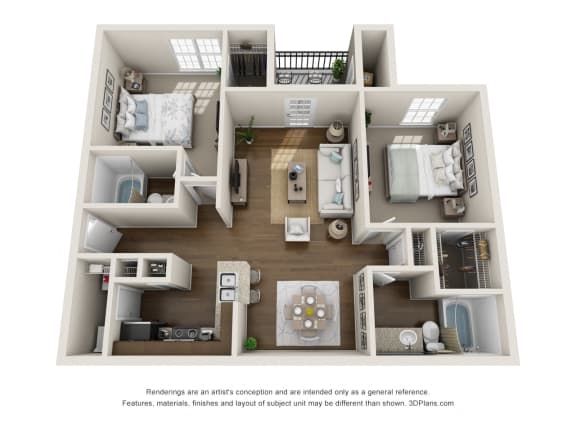 B1, 2 br, 2 ba, 960 sq. ft.