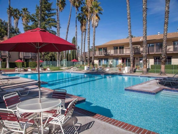 Poolside Lounge at Valley West Apartments in San Jose, CA 95122