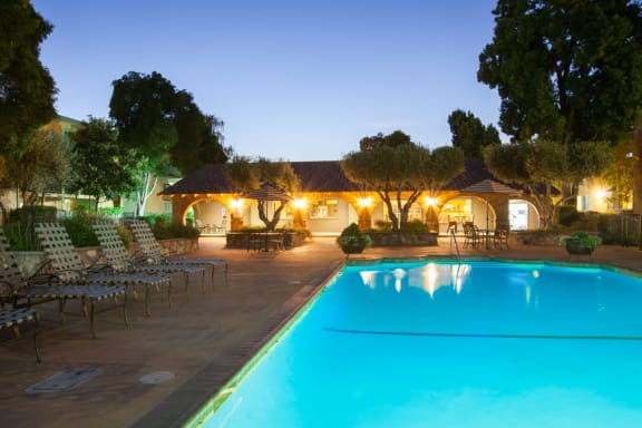 Glimmering Blue Pool at The Monterey Apartments in San Jose, CA