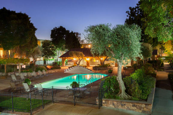 Swimming Pool at Night at The Monterey Apartments in San Jose, 95117
