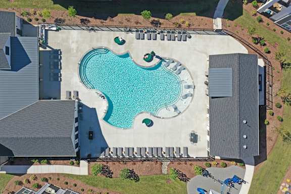 Aerial Pool View at 198 Milltown Apartments, Burlington