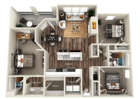 LOOKOUT Floor Plan at WildForest Apartments, Birmingham