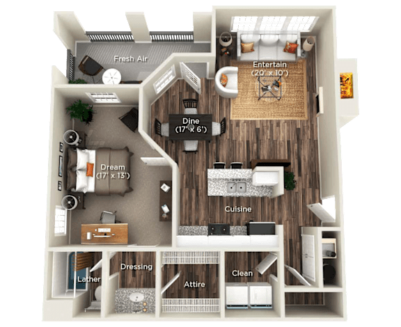 RETREAT Floor Plan at WildForest Apartments, Birmingham