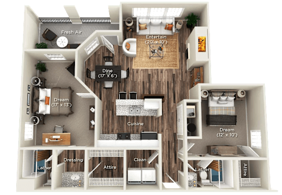 RIDGE Floor Plan at WildForest Apartments, Birmingham, AL, 35209
