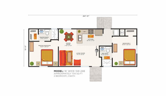 2 bed 2 bath