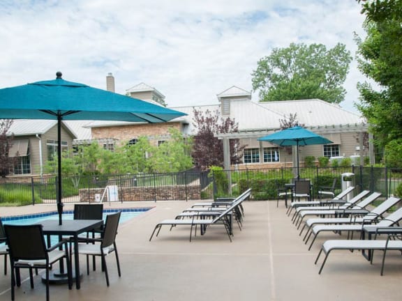 Poolside Dining Tables  at Riverset Apartments, Tennessee