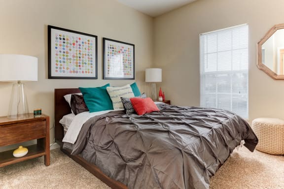 Beautiful Bright Bedroom With Wide Windows at The Bradford at Easton Apartments in Columbus, OH